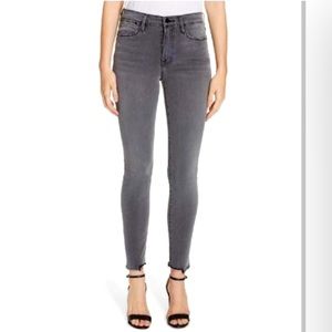 Frame Denim High-Rise Le High Faded Grey Skinny Jean, Size 28